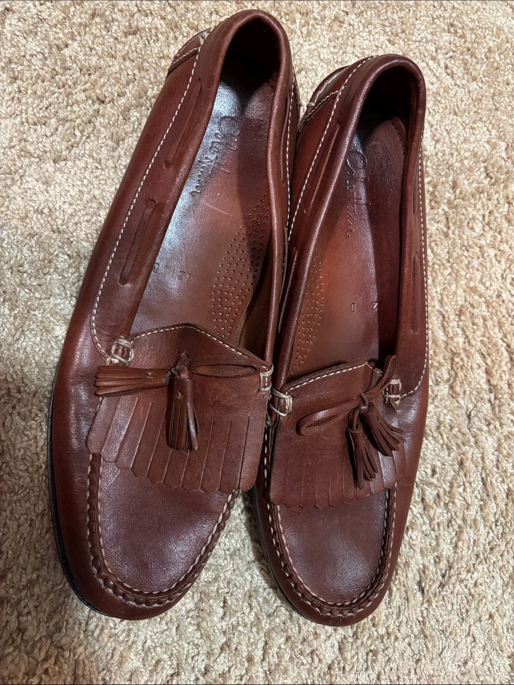 Cole Haan Brown Leather Tassel Kiltie Loafers